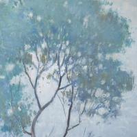 Halvax Gyula (1906-1984): Balatoni táj. Olaj, vászon, jelezve jobbra lent. Fakeretben, 90×73 cm. / o...