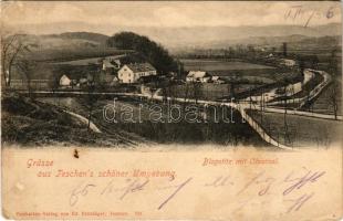 1914 Cieszyn, Teschen; Grüsse aus Teschen's schöner Umgebung. Blogotitz mit Olsathal / Blogocice and Olza Valley. Postkarten-Verlag von Ed. Feitzinger 224. (wet damage)