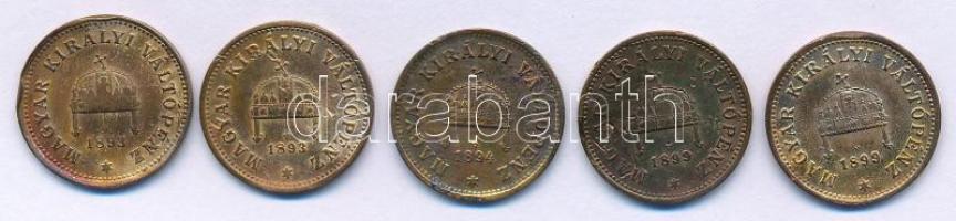 1893-1899. 1f bronz (5x) T:XF,VF polírozva