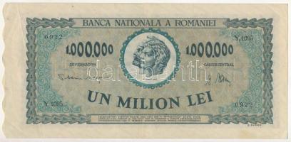 Románia 1947. 1.000.000L "Y. 1095 0922" T:F Romania 1947. 1.000.000 Lei "Y. 1095 0922" C:F Krause 60.