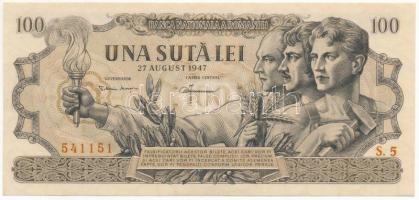 Románia 1947. augusztus 27. 100L "S.5 541151" T:VF,F szép papír Romania 08.27.1947. 100 Lei "S.5 541151" C:VF,F fine paper Krause 67.