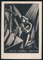 Gáborjáni Szabó Kálmán (1897-1955): Guth Károly könyve (ex libris). Fametszet, papír, jelzett a metszeten. 10x7 cm.