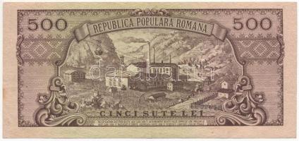 Románia 1949. 500L "E/1 928519" T:F szép papír / Romania 1949. 500 Lei "E/1 928519&qu...