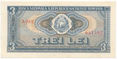 Románia 1966. 3L "A.0001 951362" T:AU,XF hajtatlan, de sarok és élhajlások / Romania 1966. 3 Lei "A.0001 951362" C:AU,XF unfolded, but some corner folds and minor creases on the edges Krause 92.