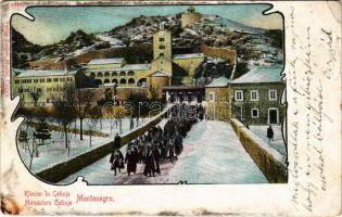1909 Cetinje, Cettinje, Cettigne; Monastero / Kloster. Verlag Erminio Mandel (Cattaro) / monastery in winter. Art Nouveau (fl)