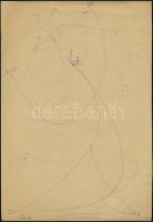 Gyarmathy Tihamér (1915-2005): Táncoló női akt (cím nélkül), 1948. Tus, papír, jelzett. Kisebb lapszéli szakadással. 30x21 cm