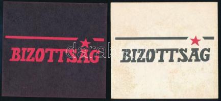 Bizottság (efZámbó István, feLugossy László, Wahorn András, Bernáthy Sándor stb.) zenekar 2 db szórólapja. Szitanyomat, papír. 1980-as évek eleje. 11x12 cm