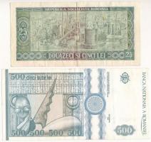 Románia 1966. 25L + 1992. 500L T:F, az egyik szép papír
Romania 1966. 25 Lei + 1992. 500 Lei C:F, o...