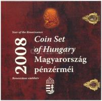 2008. 1Ft-100Ft (7xklf) + Mátyás denár Ag fantáziaverete (10g/0.999/27mm) "Reneszánsz emlékév" forgalmi sor szettben T:PP kis patina Adamo FO42.4