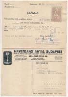 1941 Haverland Antal magy. kir. szabadalmazott emelőgép-, felvonó- és vasszerkezetek gyára, Budapest VIII. Nap utca 22., számla és reklámlap, kihajtható képeslapon / Hungarian folding advertisement card (ragasztónyom / glue mark)
