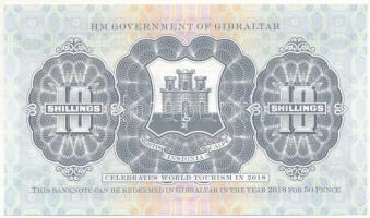 Gibraltár 2018. 50p értékű turistautalvány / 10Sh emlékbankjegy. Körmöcbányai Pénzverde T:UNC
Gibra...
