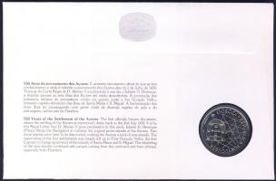 Portugália 1989. 100Esc "Az Azori-szigetek felfedezése" érmés borítékon alkalmi bélyegzős ...