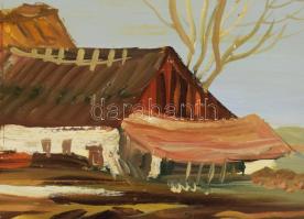 Ugocsai Antal (1942-): Alföld. Olaj, farost, jelezve balra lent (karcolva), hátoldalán autográf feli...