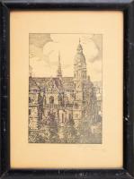 Olvashatatlan jelzéssel: Kassai dóm, 1937. Nyomat, papír. Üvegezett fakeretben. 20x13 cm