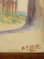 KB jelzéssel: Utcarészlet, 1910. Akvarell, papír. Üvegezett fakeretben. 22x30 cm