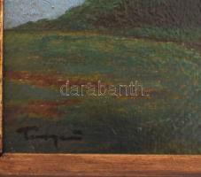 Tornyai jelzéssel: Út az erdő szélén. Olaj, karton. Hátoldalán Bernáth Mária művészettörténész bélye...