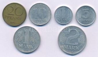 NDK 1968-1989. 1pf-2M (6xklf) T:AU-XF GDR 1968-1989. 1 Pfennig - 2 Mark (6xdiff) C:AU-XF