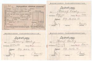 ~1920-1940. 9db-os vegyes pénzügyi irat tétel, közte lejérati jegy biztosítási díjnyugta, igazolás T:F