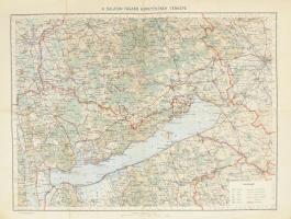 cca 1920-1930 A Balaton tágabb környékének térképe, 1:200.000, Bp., M. Kir. Állami Térképészet, hajtott, 43x54 cm