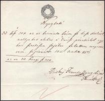 1857 Székesfehérvár, 6kr szignettás okirat (,,Nyugtató")