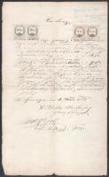 1862 Német nyelvű nyugta (Quittung) 2x6kr ill. 2x1/2kr okmánybélyeggel (utóbbi vegyes típusú pár, ebben a formában a szakirodalom számára ismeretlen)