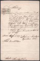 1860 Kaposkeresztúr, kötelezvény 12kr okmánybélyeggel + 1kr hirdetménybélyeggel