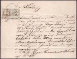 1860 Kaposkeresztúr, kötelezvény 12kr okmánybélyeggel + 1kr hirdetménybélyeggel