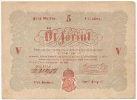 1848. 5Ft "Kossuth bankó" vörösesbarna nyomat , "HAr 681957" T:F Adamo G109