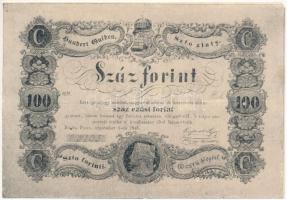 1848. 100Ft "Kossuth bankó" imitációja, hátoldalán "Nyomatott a Magyar Nemzeti Múzeum Magyarország története a honfoglalástól 1849-ig c. kiállításon 1967. május 31." felirattal T:F