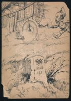 1898 Agancs trófea fotó, kartonon, sérült, hiányos kartonon, a felső sarkán kis hiánnyal, az alsó sa...