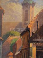Kádár I jelzéssel, feltehetően 1930-40 körül: Tabáni részlet. Olaj, karton. 70x57,5 cm. Apró sérülés...