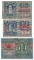 1912. 100K + 1913. 20K + 20K. II. kiadás vízszintes "DEUTSCHÖSTERREICH" felülbélyegzéssel ...