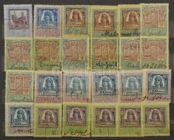 1868-1934 366 db régi okmánybélyeg, 16 oldalas közepes berakóban