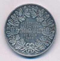 Német államok / Poroszország / Köln 1865. "Általános Mezőgazdasági Kiállítás Köln 1865" ezüstözött bronz emlékérem (41mm) T:XF kis ph., patina German States / Prussia / Cologne 1865. "Allgemeine Landwirtschaftliche Ausstellung zu Cöln 1865 (International Agricultural Exhibition in Cologne 1865)" silver plated bronze medal (41mm) C:XF small edge error, patina