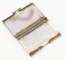 Fém névjegykártyatartó doboz, Gundel felirattal, bőr rátéttel, jó állapotban, 6×9 cm