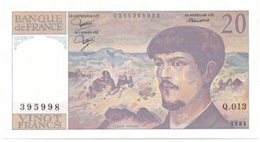 Franciaország 1984. 20Fr "Q.013 395998" T:F szép papír France 1984. 20 Francs "Q.013 395998" C:F fine paper Krause 151.