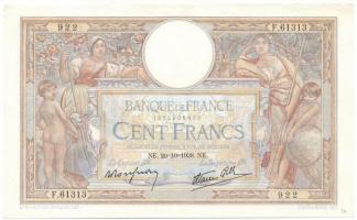 Franciaország 1938. 100Fr "F.61313 922" T:XF France 1938. 100 Francs "F.61313 922" C:XF Krause 86.b