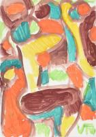 Csepeli Németh Miklós (1934-2012): Társaság. Akvarell, papír, jelezve jobbra lent. 42x29,5 cm