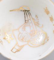 Japán porcelán katonai szakés csésze. cca 1940-1944, nehéztüzérség, ágyú képével díszített, hibátlan...