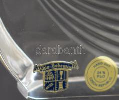 Bohemia ólomkristály levélnehezék, címkével jelzett, 9x9,5 cm