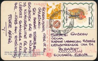 1982 Fekete Árpád (1921-2012) labdarúgó, csatár, edző (az aktív labdarúgást befejezve Mexikóban telepedett le; 1963-ban a mexikói labdarúgó-válogatott szövetségi kapitánya volt) autográf aláírása és sorai Szepesi Györgynek Mexikóból küldött képeslapon