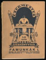 Jánosy Albert - Jánosy István: Famunkák I. Anyag- és szerszámismeret. Összeépítések. Mit készíthetünk el. Befejező műveletek. Ezermester Ipari Zsebkönyvtár 1-2. sz. Bp., [1932], Jamboree Táborparancsnokság. D. Szabó István illusztrációival. Kiadói papírkötés, sérült, különvált elülső borítóval, belül a lapok jó állapotban.