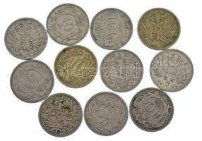 Ausztria 1893-1916. 10h Ni (11db, 6xklf) T:VF-F, patina Austria 1893-1916. 10 Heller Ni (11pcs, 6xdiff) C:VF-F, patina Krause KM#2802, KM#2822