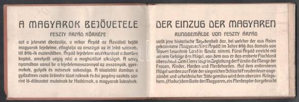 cca 1910 A magyarok bejövetele, Feszty Árpád körképe, fekete-fehér leporelló, magyar és német nyelvű...