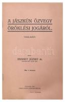 Brandt József: A Jászkún özvegy öröklési jogáról. Szolnok, 1913, Varga József, 31 p. Kiadói papírkötés, a borítón kis szakadással. Felvágatlan példány.
