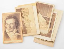 cca 1880-1900 14 db keményhátú fotó: épületek, portrék, festmények után készült fénynyomatok, 10x6,5...