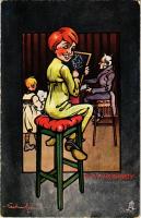 Ye schoolboy. Raphael Tuck &amp; Sons "Oilette" Humorous Series 9003. artist signed (kopott élek / worn edges)