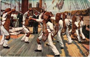 Single Stick, British Navy, fencing. Raphael Tuck &amp; Sons "Oilette" Hearts of Oak Series III. 9080. (Rb)