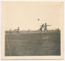 1938 RIPENSIA Temesvár - Unirea Tricolor Bucuresti (Bukarest) 7:1 labdarúgó mérkőzés, focisták a meccs közben: Dobay István, futball / FC Ripensia Timisoara - Unirea Tricolor Bucuresti football match, football players during the match. photo (6,2 x 5,7 cm) (vágott / cut)