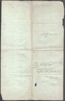 1860 Nagykőrös, cs. kir. adóhivatal által kiállított fizetési meghagyás, hátoldalán befizetésről szó...